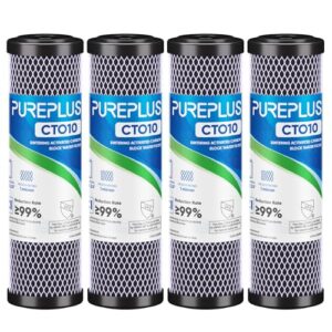 1 Micron 2.5″ x 10″ Whole House CTO Carbon Water Filter Cartridge Replacement for Under Sink Water Filter System, Dupont WFPFC8002, WFPFC9001, FXWTC, SCWH-5, WHEF-WHWC, WHCF-WHWC, AMZN-SCWH-5, 4Pack