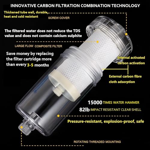 1 Micron High Flow Washing Machine Water Filter, Visible Washer Water Filter System, For Washing Machine, Heater, RV > 99.5% Removal of Chlorine Fluoride, Odor, Anti-Scaling,1/2" NPT+3/4" GHT - Image 5