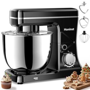 10-Speed Stand Mixer with 8-in-1 Splash Guard, Tilt-Head, 6QT Stainless Steel Bowl + Dishwasher-Safe Dough Hook/Whisk/Beater/Spatula for Baking Bread, Cakes, Cookies, Black