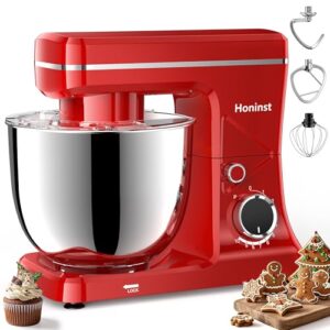 10-Speed Stand Mixer with 8-in-1 Splash Guard, Tilt-Head, 6QT Stainless Steel Bowl + Dishwasher-Safe Dough Hook/Whisk/Beater/Spatula for Baking Bread, Cakes, Cookies, Red