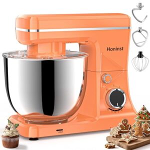 10-Speed Stand Mixer with 8-in-1 Splash Guard, Tilt-Head, 6QT Stainless Steel Bowl+Dishwasher-Safe Dough Hook/Whisk/Beater/Spatula for Baking Bread, Cakes, Cookies, Orange