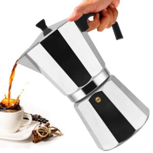 12 Cup Aluminum Moka Pot Classic Stovetop Espresso Coffee Maker 600ml 20oz Coffeemaker Percolator Mocha Pot Greca Coffee Maker Cafe Makers for Italian and Cuban Café Brewing Silver
