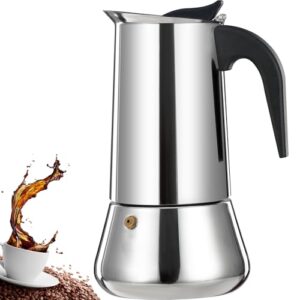 12 Cup Stovetop Espresso Maker Stainless Steel Moka Pot Stove Top Percolator Italian Coffee Makers Capable Mocha Greca Machine Cafe Classic Induction Cookers for Home and Camping 600ml 20oz