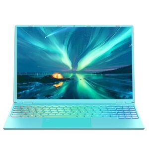 16″ Green Laptop 16G RAM 256GB SSD 2.5K FHD(2560×1600) IPS Screen/N95 CPU/Computer with Full Size Numeric Color Backlit KB,Win 11 Pro/MS Office 2019/Fingerprint Unlock for Work Study(16G+256GB)