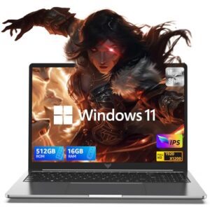 16.0-inch Gaming Laptop, 16GB DDR4 512GB SSD Laptop Computer, Windows 11 Laptop with 12th Quad-Core Processor(Up to 3.6GHz), 1920P FHD Display, WiFi 6, USB3.2, Type_C