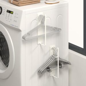 2 Pack Magnetic Hanger Organizer, Space-Saving Hanger Storage Rack for Washing Machine, and Laundry Room – Fits Adult and Child Clothes Hangers (2, White)