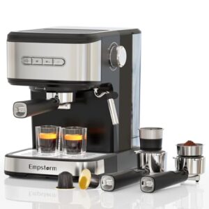 20 Bar Espresso Machine, Latte maker, Coffee Machine with Milk Frother, Cappuccino Machine for Home (Espresso Coffee Machine Suitable for Coffee Powder/NS Original Capsules)