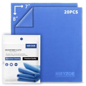 20 Pack Microfiber Glasses Cleaning Cloths – Glasses Wipes Ultra Soft & Reusable Eyeglass Lens Cleaner for Eyeglasses, Cameras, Phones