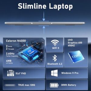 2025 Laptop 15.6 inch, Laptop Computer with N4000 Processor with 8GB RAM 512GB SSD, FHD Display 1920*1080P, WIFI5 BT4.2 HDMI Windows 11 Laptop, Thin and Light Laptop, Office Laptop, Study Laptop