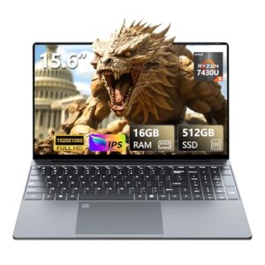 2025 Laptop Computer,15.6 inch Gaming Laptop, AMD Ryzen 5 7430U, AMD Radeon Graphics, 16 GB RAM,512GB SSD, Wi-Fi 5, Long Battery Life, Win 11 Pro & Offic, Backlit Keyboard