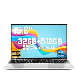 2025 Latest Windows 11 Laptop 15.6”, 32GB Dual-Channel RAM 512GB SSD, Intel Quad-Core Processor(Max 2.9GHz), 1080P Full HD Display, Backlit Keyboard, Fingerprint, Webcam, USB3.0, HDMI, WiFi5, BT