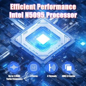 2025 New Portable Laptop,Student and Business,14″ FHD IPS Display,Quad-Core N5095 Processor,8GB DDR4 RAM,512GB PCIe SSD,Numeric Keypad,2.4/5G WiFi,38WH Battery,Webcam,Mini HDMI,USB(Silver)