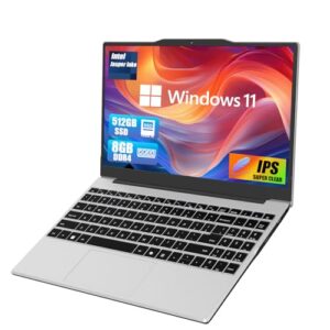2025 New Portable Laptop,Student and Business,14″ FHD IPS Display,Quad-Core N5095 Processor,8GB DDR4 RAM,512GB PCIe SSD,Numeric Keypad,2.4/5G WiFi,38WH Battery,Webcam,Mini HDMI,USB(Silver)