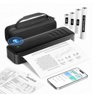 2025 Portable Printers Wireless for Travel, Inkless Thermal Printer 8.5″ x 11″& A4 Size, Mobile Printers with Carry Case, Bluetooth Portable Printer for Office,Travel,School,Car,Home,Black