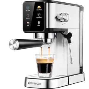 20Bar Espresso Machine with Dual Boiler, LCD Touch Control & Milk Frother| Compact Home Coffee Maker for Café Style Cappuccino & Latte