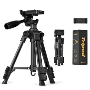 25″ Mini Tripod for iPhone,Small Tripod for Camera, DSLR, Projector, Laser Level -Black Aluminum, Portable Adjustable 11″-25″ Height, 5 lbs Capacity, 360 Rotation, Includes Carry Bag and Phone Holder