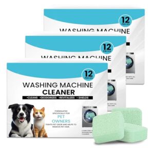 36Pack Washer Machine Cleaner Tablets-18 Month Supply,Easy Pet Hair Remover for Laundry,Compatible with HE,Front Loader & Top Load Washer Removes Residue,Septic Safe.