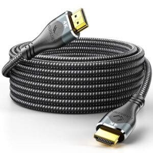 4K Long Hdmi Cable 50 ft, HDMI 2.0 Cable Braided, 4K@60Hz/2K/1080P/3D ARC/Ethernet Gold Plated HDMI Cord, Ultra High Speed Hdmi Cable for UHD TV, Monitor, Laptop, Xbox, PS5/PS4