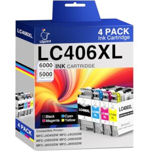 4Pack LC406XL Ink Cartridges Replacement for Brother LC406 LC406XL LC 406 XL Ink Cartridges,Compatible for MFC-J4335DW,MFC-J5855DW,MFC-J6555DW,MFC-J4535DW,MFC-J6955DW,MFC-J4345DW Printer