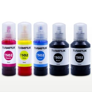 5 Pack T502 502 Ink Refill for Ecotank ET-4850 ET-4760 ET2750 ET-3760 ST-4000 ET-15000 ET-2850 ST-2000 ET-3710 ET-3850 ET-3750 ET-3830 ET4750 ET3700 ST3000 ET2700 ET2760 Printer