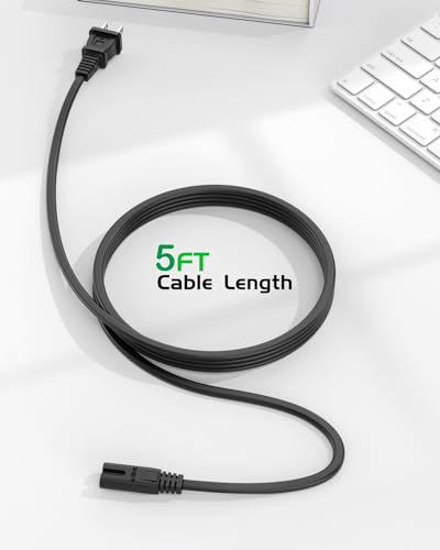 5 ft AC Power Cord Cable Fit for Sony PS5 PS4 PS3 Slim PlayStation 5 4 3, Xbox Series X/S, Xbox One X/S, TV, Printer Universal 2 Prong Supply Replacement - (ETL Listed Cable) - Image 5