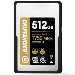 512GB CFexpress 4.0 Type A Card Up to 1750MB/s Read Speed & 1750MB/s Write Speed Type A Memory Card for RAW 4K/8K Video Recording Compatible with Sony Alpha Sony FX Cameras Gold