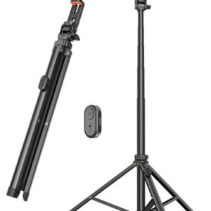 71” Phone Tripod & Selfie Stick, Tripod for iPhone with Detachable Remote, Portable Phone Tripod Stand for Video Recording, Travel Tripod for Cell Phone, Compatible with Smartphones, DSLR