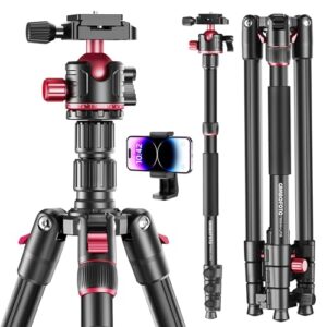 74-inch-Professional-Camera-Photography-Tripod, Ball Head Aluminum DSLR/SLR Tripod & Monopod with Carry Bag Compatible with Canon Nikon Binoculars Laser Telescope (Weight 3 Lbs, 13Lbs Load)