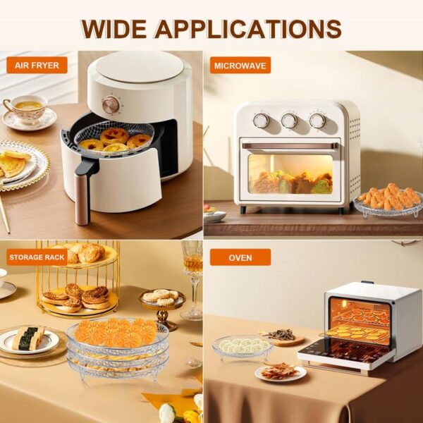 7.8" Air Fryer Accessories, 3 Stackable Racks for Instant Vortex, Nuwave Air Fryer, Ninja Foodi Grill, Multi-Layer 304 Stainless Steel Grill Rack, Fits 5.8 QT Air Fryer Oven - Image 6