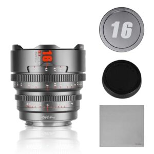 7artisans 16mm T2.1 Hope Series Professional Cine Lens S35 Frame Mirrorless Cameras Lens Compatible for Macro 4/3 Mount,MFT Mount/LUMIX GH5LL/LUMIX GH5S/Z CAM/LUMIX GH6/BMPCC4K/DC-BGH1(Titanium Gray)