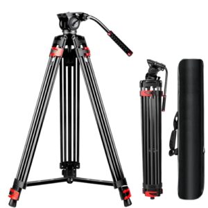 82″ /210cm Video Tripod Heavy Duty Tripod with 360° Fluid Head,Mactrem Aluminum Tall Tripods Professional Compatible with Canon Nikon Sony DSLR Camera Camcorder Telescope Bnoculars (Load 33Lb)