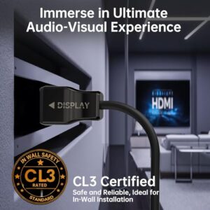 8K HDMI Cable Fiber Optic CL3 Rated(33ft),48Gbps Long HDMI 2.1 Cable[8K@60Hz,4K@120Hz] with Lock Connector,Compatible with TVs,Displays,Desktop,Laptops,Projectors,Gaming Consoles