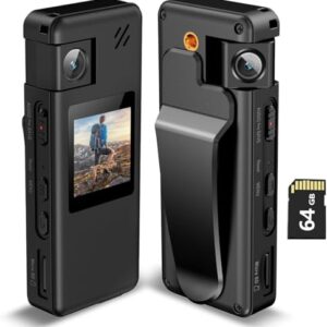 A32 Body Camera, Portable Body Cam with 180° Rotatable Lens and Motion Detection, 1080P Camcorder with Audio and Video Recording for Outdoors Sports Police Delivery Cycling Helmet