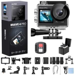 AKASO Brave 4 Pro 4K30FPS Action Camera – 131ft Underwater Camcorder Waterproof Camera with Touch Screen Advanced EIS Remote Control 5X Zoom Underwater Camera Support External Mic