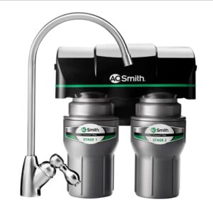 AO Smith Under Sink Water Filter System – Reduces PFAS, Lead, & Chlorine in Drinking Water – Under Counter Claryum Filtration for Kitchen – 2-Stage – AO-US-200