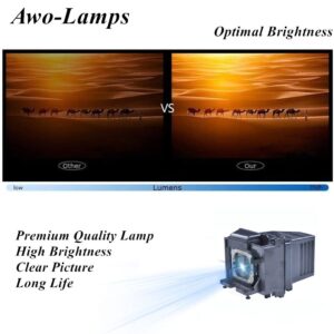 AWO Original NSHA Lamp Bulb for LMP-H260 with Housing for Sony VPL-VW500ES,VPL-VW600ES Projectors