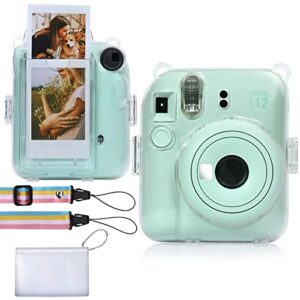 Aenllosi Clear Camera Case for Fujifilm Instax Mini 12 Instant Film Camera Protective Case with Films Pocket Pouch for Storing 10PCS Photos(Case Only)