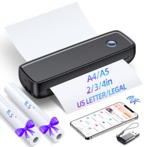 Aixiqee Inkless Portable Printer Wireless for Travel – High Resolution, 4200mAh Battery, Thermal Mini Printer for A4/A5/2/3/4in, USB, Lightweight, No Ink Needed
