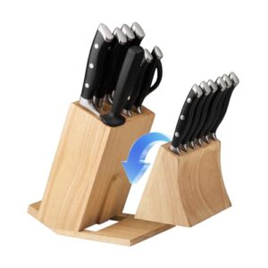 Alata 15-Piece Knife Set with Block, Razor-Sharp,Kitchen Knife Set, Forged Triple Rivet Stainless Steel Knife Block Set
