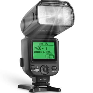Altura Photo Camera Flash with LCD Display for DSLR & Mirrorless Cameras – External Speedlite Featuring a Standard Hot Shoe, Universal Speedlight for Canon, Sony, Nikon, Panasonic and More