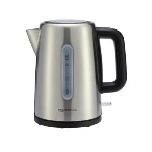 Amazon Basics Stainless Electric Hot Water Kettle, 1.8 Quarts (1.7L), 1500W, BPA-Free, Black and Silver