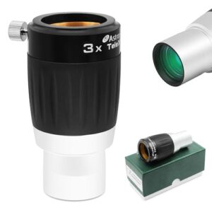 Astromania Barlow Lens 3X 1.25 Inch – 4-Elements Multi-Coated Metal TeleXtender for Telescope – Premium Apochromatic Design Telescope Accessories for Astronomical Photography