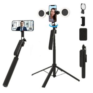 Auto Face Tracking Selfie Stick Tripod with Fill Light, 360 Rotation & Gesture Control, 70.9″ Selfie Stick Tripod for iPhone with Remote for for TikTok/Vlog/Live Stream/Video Recording