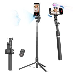 Auto Face Tracking Tripod 360 Rotation for iPhone Android,Phone Stand Follow You for Video Recording,Selfie Stick Tripod with RGB Light,Remote Control for YouTube,TikTok Vlogging(M2Pro Black)