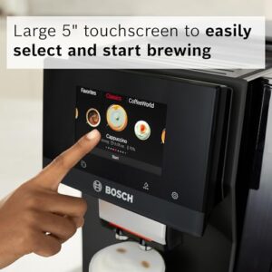 Bosch 800 Series Fully Automatic Espresso Machine – 36 Drinks with Coffee World, Cold Brew, Double Cup, Milk Hose, Glass Milk Container, in Metallic Silver TPU60501