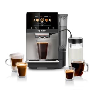 Bosch 800 Series Fully Automatic Espresso Machine – 36 Drinks with Coffee World, Cold Brew, Double Cup, Milk Hose, Glass Milk Container, in Metallic Silver TPU60501