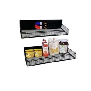Bruda 2 Pack Large Magnetic Shelves Spice Rack Organizer for Washing Machine, Fridge, Refrigerator, Oven, Coffee Maker, Metal Peg Board 009