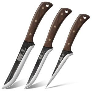 Butcher Knife Set 3-Piece, Super Sharp Hand Forged Fillet Knife & Dividing Knives & Paring Knives Set, Upgraded High Carbon Stainless Steel Meat Cutting for Home, Outdoor