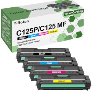 C125 P C125 MF Black Cyan Magenta Yellow Toner Cartridge Replacement for Ricoh 434060 434061 434062 434063 Toner Cartridge Use Compatible for Ricoh C125P & C125MF Printer