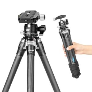 CAVIX 28in Carbon Fiber Tripod with 360° Ballhead Compact Lightweight Travel Tripod for Mirrorless Cameras